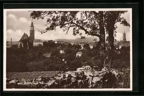 AK Kamenz i. Sa., Ortsansicht mit Kirche