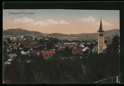 AK Friedersdorf / Lausitz, Ortsansicht aus der Vogelschau