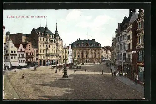 AK Bonn, Marktplatz mit Rathaus