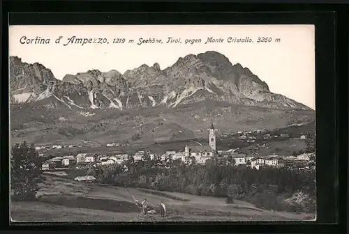 AK Cortina d`Ampezzo, Ortsansicht gegen Monte Cristallo