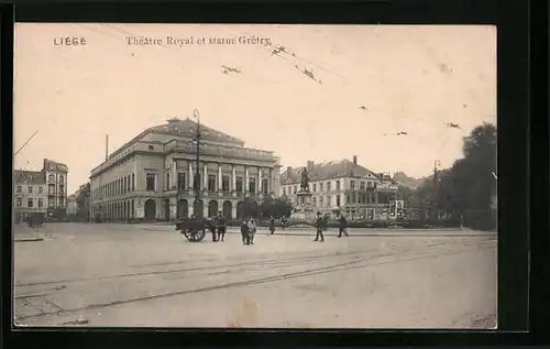 AK Liége, Théater Royal et statue Grétry