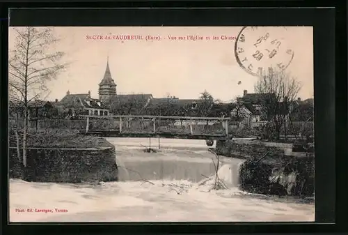 AK St-Cyr-du-Vaudreuil, Vue sur l`Eglise et les Chutes