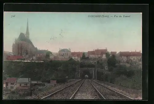 AK Conches, Vue du Tunnel