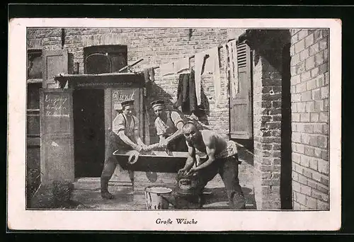 AK Soldaten des 1. Weltkrieg, die Grosse Wäsche am Trog