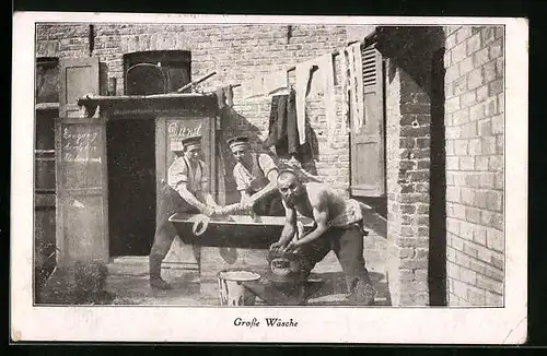AK Soldaten des 1. Weltkrieg, bei der Grossen Wäsche