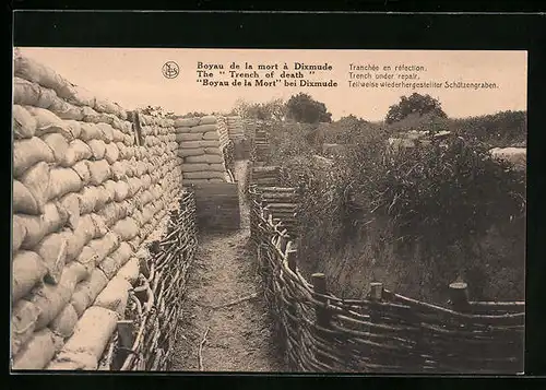 AK Dixmude, the Trench of Death, teilweise wiederhergestellter Schützengraben