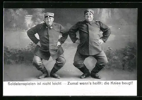 AK Soldatenspielen ist nicht leicht, Kniebeugen, Soldatenhumor