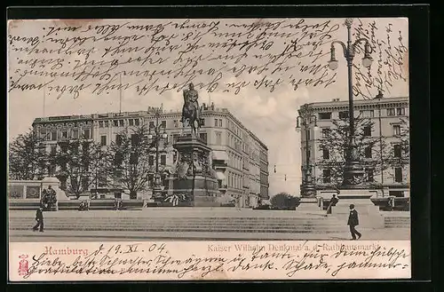 AK Hamburg, Kaiser Wilhelm-Denkmal auf dem Rathausmarkt