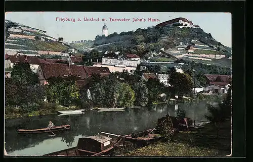 AK Freyburg / Unstrut, Gesamtansicht mit Turnvater Jahn's Haus