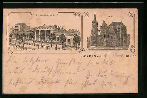 AK Aachen, Elisenbrunnen und Dom