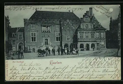 Mondschein-AK Haarlem, Het Stadhuis