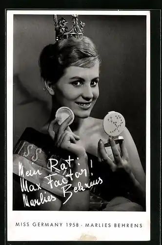 AK Portrait Marlies Behrens, Miss Germany 1958