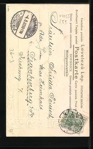 Lithographie Behüt Dich Gott! Der erste Kuss