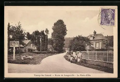 AK Torcy-le-Grand, Route de Longueville, la Patte-d'Oie