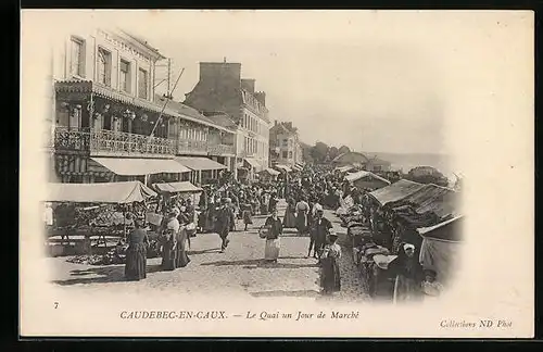 AK Caudebec-en-Caux, le Quai un Jour du Marché