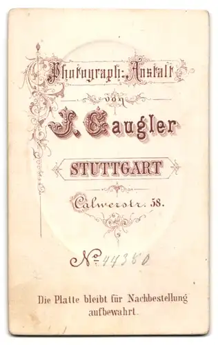 Fotografie J. Gaugler, Stuttgart, Calwerstr. 58, Junge Dame mit Halsband
