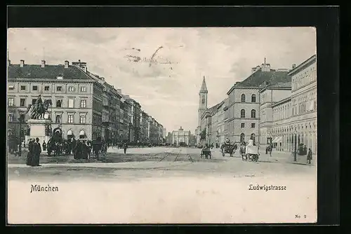 AK München, Ludwigstrasse am Odeonsplatz