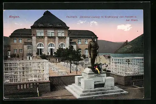 AK Bingen, Festhalle, Denkmal Ludwig IV. Grossherzog von Hessen u. bei Rhein