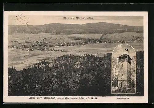 AK Beiersdorf, Aussichtsturm Bieleboh, Blick nach Obercunewalde