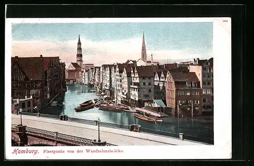 AK Hamburg, Fleetpartie von der Wandrahmsbrücke gesehen