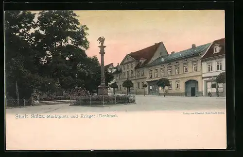 AK Sulza, Marktplatz und Kriegerdenkmal