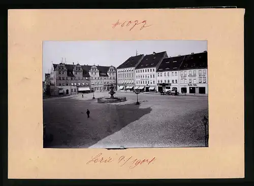Fotografie Brück & Sohn Meissen, Ansicht Torgau, Marktplatz mit Gasthaus Goldener Anker & Tischlerei Martin Sitte