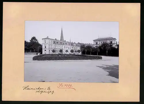 Fotografie Brück & Sohn Meissen, Ansicht Hainichen i. Sa., Wilhelmsplatz mit Hotel Kobold