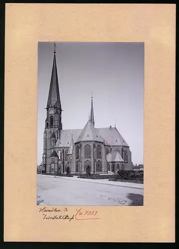 Fotografie Brück & Sohn Meissen, Ansicht Hainichen i. Sa., Strasse an der Trinitatiskirche