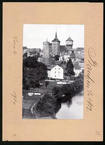 Fotografie Brück & Sohn Meissen, Ansicht Bautzen, Stadtansicht mit Uferpartie an der Spree