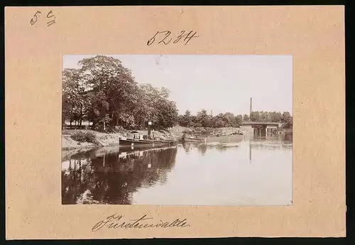 Fotografie Brück & Sohn Meissen, Ansicht Fürstenwalde / Spree, Hafen mit Dampfboot Alfred und Schleuse