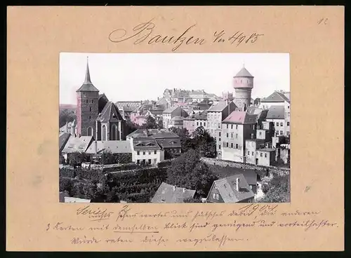 Fotografie Brück & Sohn Meissen, Ansicht Bautzen, Wasserturm vom Bürgergarten gesehen
