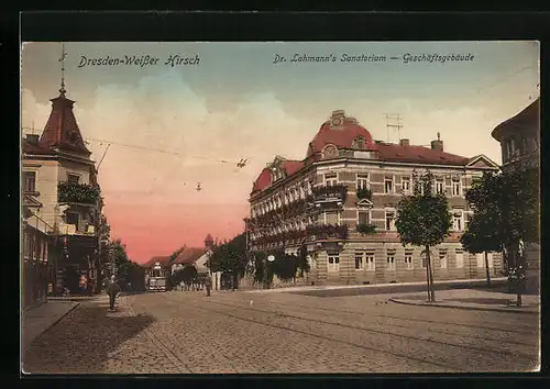 AK Dresden-Weisser Hirsch, Dr. Lahmann`s Sanatorium, Geschäftsgebäude
