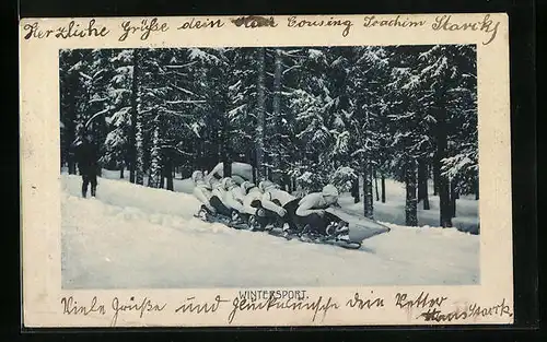 AK Sechser-Schlitten in freier Fahrt