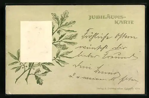 AK Portrait Friedrich, Grossherzog von Baden, Jubiläumskarte mit Eichenlaub