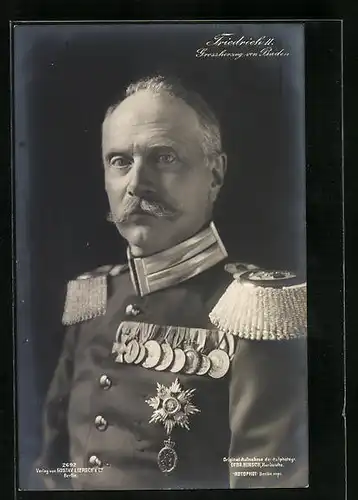 AK Friedrich II, Grossherzog von Baden, in Uniform mit Epauletten