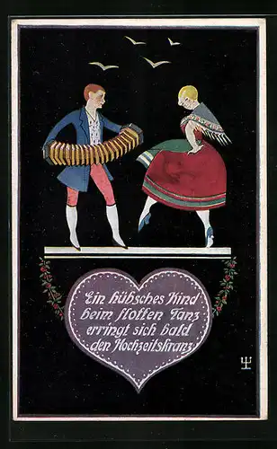 Künstler-AK Tanzendes Paar