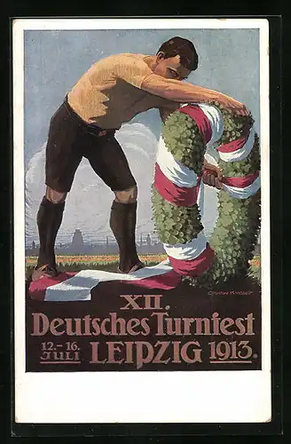 Künstler-AK Leipzig, XII. Deutsches Turnfest, 1913