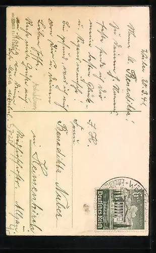 AK Blumenstrauss mit rotem Mohn