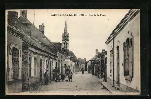 AK Saint-Mars-la-Brière, Rue de la Poste