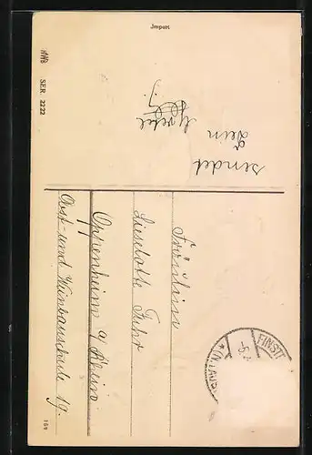 Präge-AK Osterküken mit Veilchen