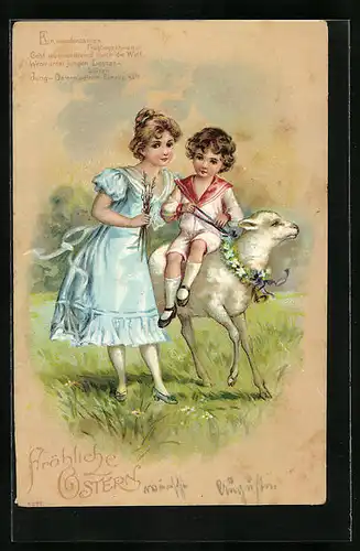 Präge-AK Kinder mit Lamm zu Ostern