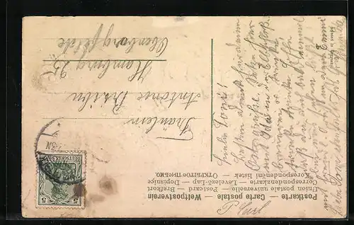 Präge-AK Osterküken im Korb mit Vergissmeinnicht