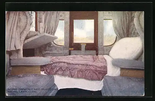 Künstler-AK L. & N. W. Railway, Sleeping Compartment, Queen Adelaides Coach