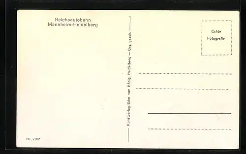 AK Strassenpartie der Reichsautobahn zwischen Mannheim-Heidelberg