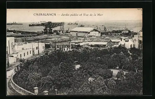 AK Casablanca, Jardin public et Vue de la Mer
