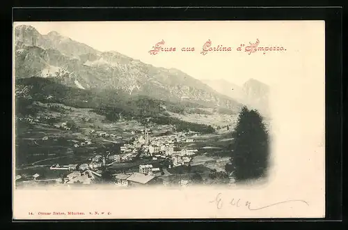 AK Cortina d`Ampezzo, Ortsansicht mit Kirche