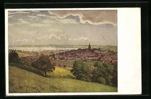 Künstler-AK Apenrade, Ortsansicht mit Förde