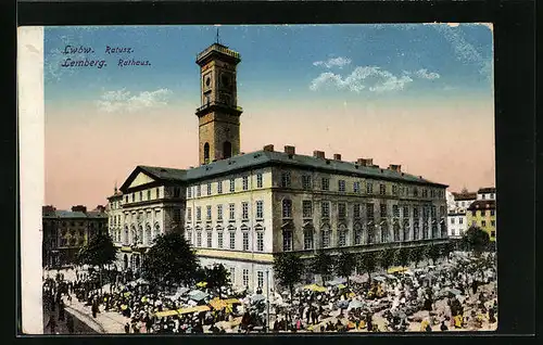 AK Lemberg, Rathaus aus der Vogelschau