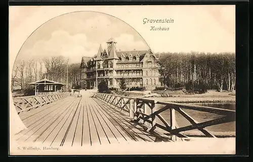 AK Gravenstein, Kurhaus mit Holzbrücke