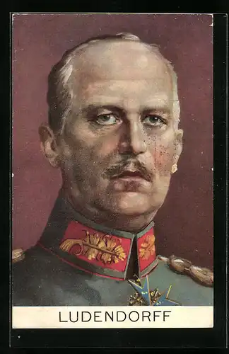 Künstler-AK Portrait Erich Ludendorff in Uniform